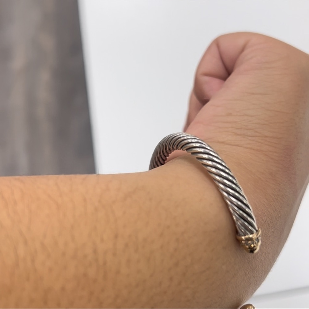 David Yurman Cable Classics Bracelet w/ 18K Yellow Gold Domes and Pavé Diamonds - Picture 12 of 12